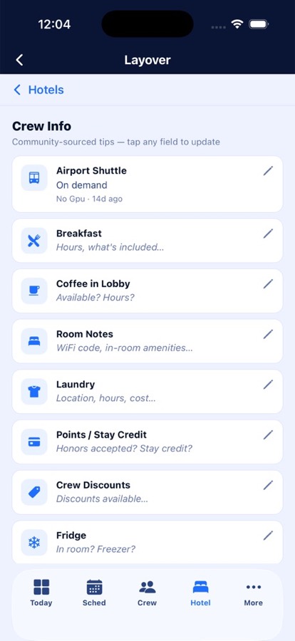 iFlight Pro Hotel Notes screen