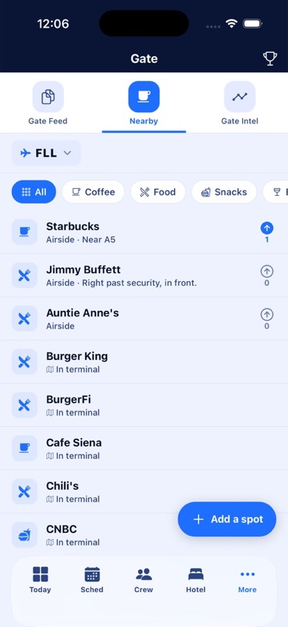 iFlight Pro Nearby Amenities screen